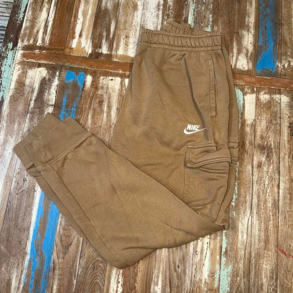 Nike Womens Medium Brown Tan Cargo Jogger Sweatpants Athletic Loungewear